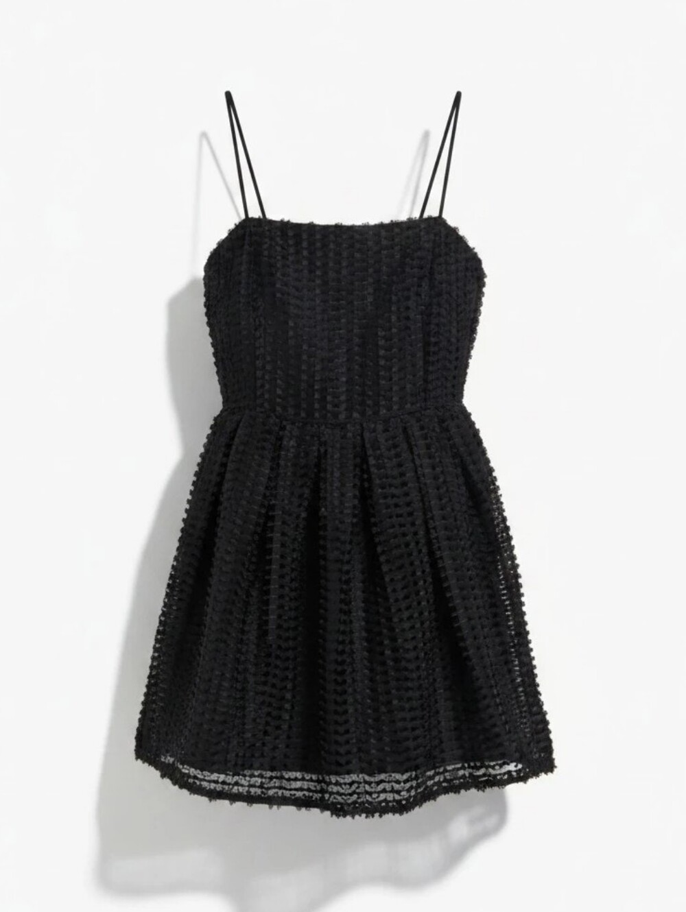 H&M Textured Black Spaghetti Strap Mini Dress